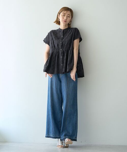 YECCA VECCA（イェッカヴェッカ）の「綿麻バギーデニムパンツ（デニムパンツ・レディース・インディゴブルー・S/M）」の6枚目の写真