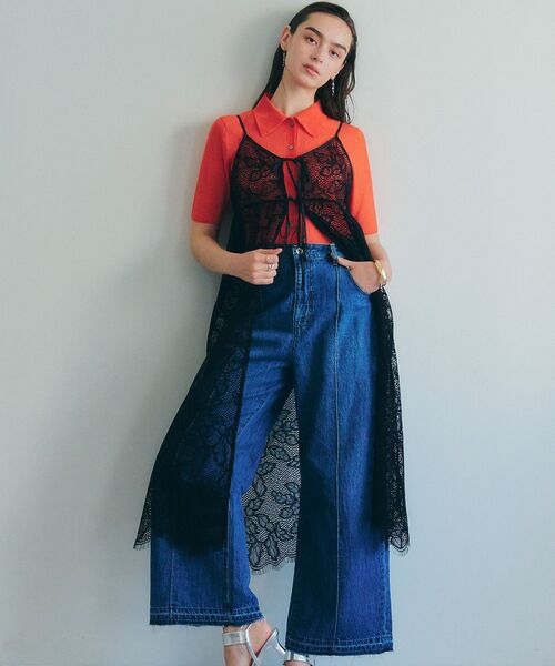 YECCA VECCA（イェッカヴェッカ）の「綿麻バギーデニムパンツ（デニムパンツ・レディース・インディゴブルー・S/M）」の2枚目の写真