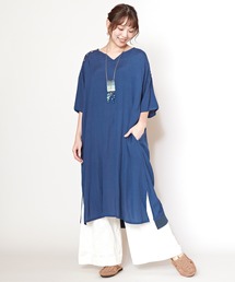 【チャイハネ】麻混バラカワンピース