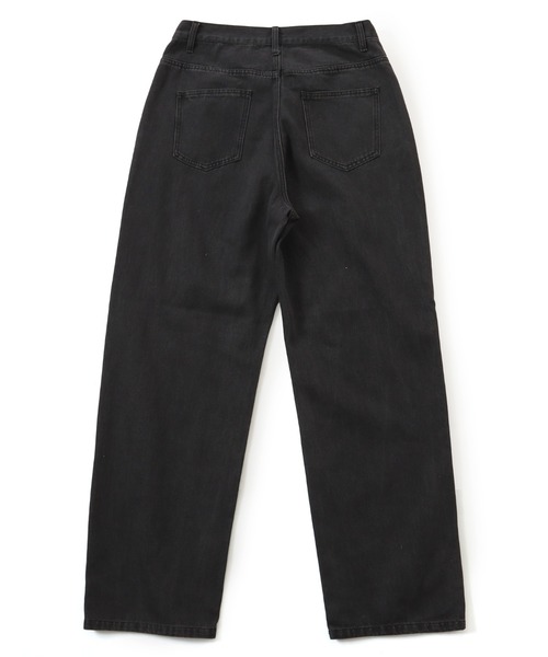 Belle Cie(ベルシー)の「脚長見え タック入り ハイウエストワイドデニムパンツ ロング丈(デニムパンツ・レディース・サックスブルー/ブラック・L/M/XL/S)」の5枚目の写真