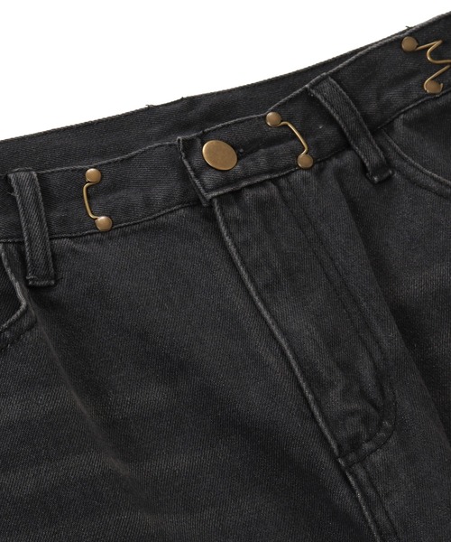 Belle Cie(ベルシー)の「脚長見え タック入り ハイウエストワイドデニムパンツ ロング丈(デニムパンツ・レディース・サックスブルー/ブラック・L/M/XL/S)」の6枚目の写真