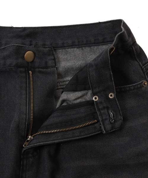 Belle Cie(ベルシー)の「脚長見え タック入り ハイウエストワイドデニムパンツ ロング丈(デニムパンツ・レディース・サックスブルー/ブラック・L/M/XL/S)」の7枚目の写真