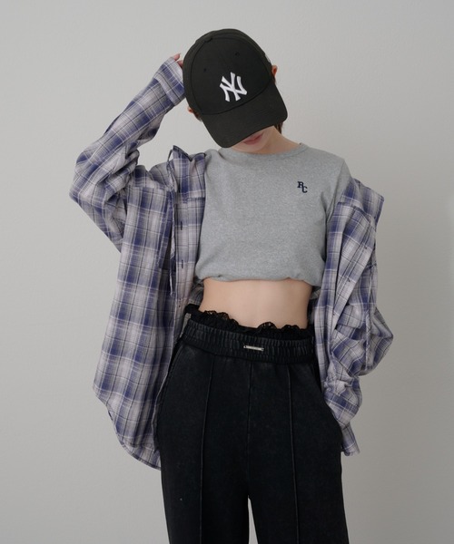 RAY CASSIN（レイカズン）の「オーバーサイズフード付きチェック/レースシャツ（シャツ/ブラウス・レディース・ブラック/ブラウン/ブルー/アイボリー/ブラック系その他2・FREE）」の14枚目の写真