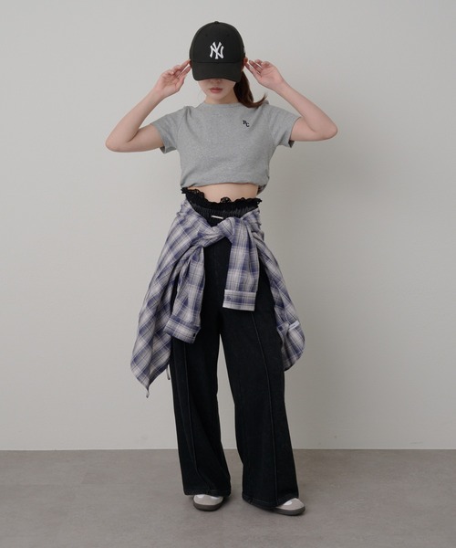 RAY CASSIN（レイカズン）の「オーバーサイズフード付きチェック/レースシャツ（シャツ/ブラウス・レディース・ブラック/ブラウン/ブルー/アイボリー/ブラック系その他2・FREE）」の22枚目の写真