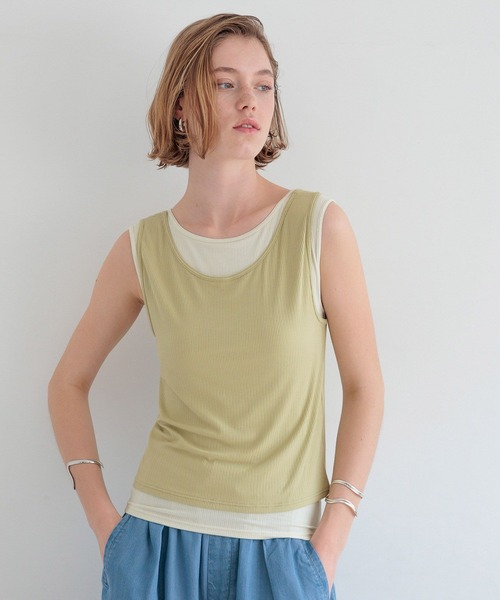 bijorie(ビジュリィ)の「【bijorie】カップ付きレイヤードタンク/NEW BASIC series 25SS(インナーウェア/肌着・レディース・ブラック/アイボリー・MEDIUM/LARGE/LG)」の3枚目の写真