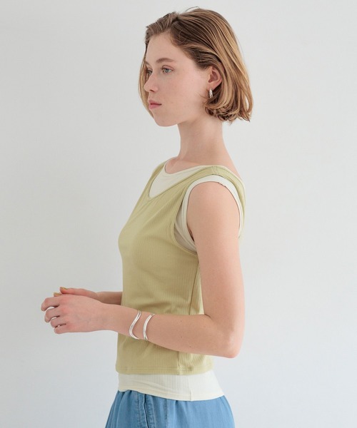 bijorie(ビジュリィ)の「【bijorie】カップ付きレイヤードタンク/NEW BASIC series 25SS(インナーウェア/肌着・レディース・ブラック/アイボリー・MEDIUM/LARGE/LG)」の4枚目の写真