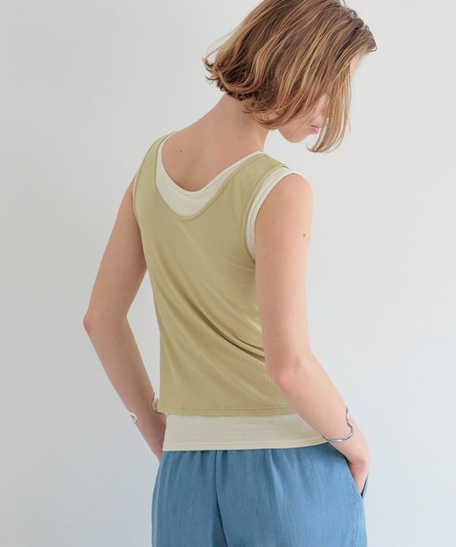 bijorie(ビジュリィ)の「【bijorie】カップ付きレイヤードタンク/NEW BASIC series 25SS(インナーウェア/肌着・レディース・ブラック/アイボリー・MEDIUM/LARGE/LG)」の5枚目の写真
