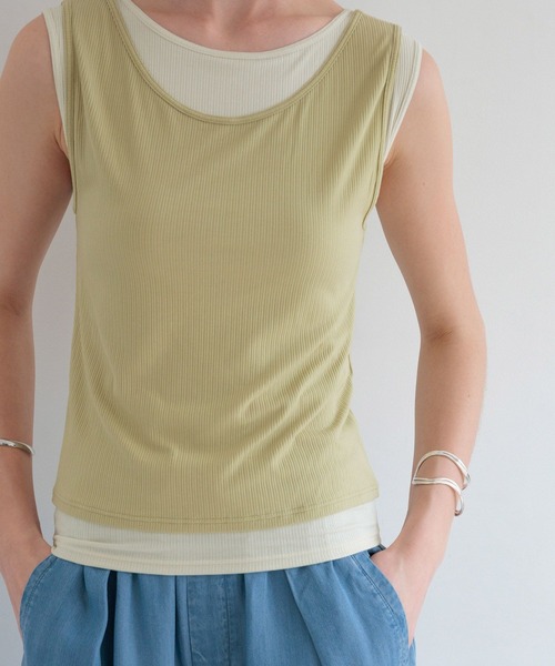 bijorie(ビジュリィ)の「【bijorie】カップ付きレイヤードタンク/NEW BASIC series 25SS(インナーウェア/肌着・レディース・ブラック/アイボリー・MEDIUM/LARGE/LG)」の6枚目の写真