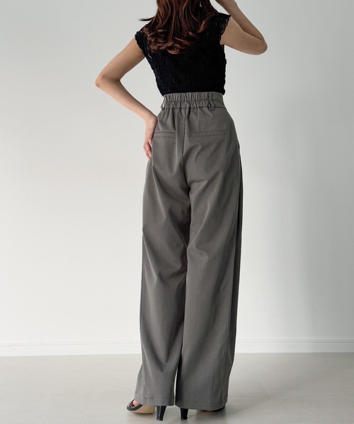 JUNOAH（ジュノア）の「サイドタックハイウエストリボンスラックス(薄手、裏地なし)（スラックス・レディース・ライトグレー/スミクロ/ブラック・X-LARGE/LARGE/MEDIUM/SMALL）」の7枚目の写真