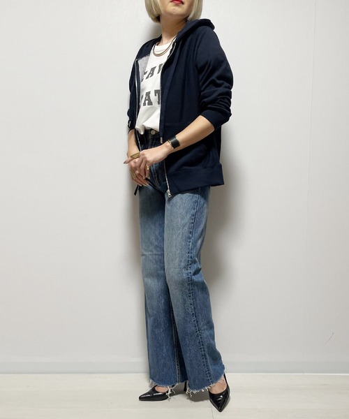 Fizz（フィズ）の「【Fizz/フィズ】　ジップアップフーディー（パーカー・レディース・アイボリー/ブラック/グレー/ネイビー・M/L）」の8枚目の写真