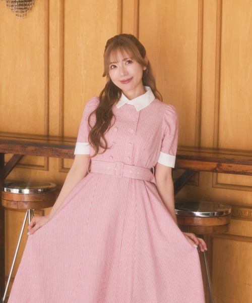 Areeam（アリーム）の「クレリックストライプワンピース（ワンピース・レディース・レッド・FREE）」の4枚目の写真