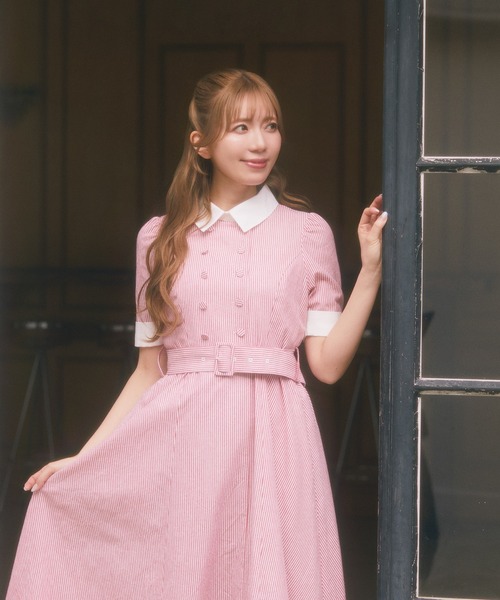 Areeam（アリーム）の「クレリックストライプワンピース（ワンピース・レディース・レッド・FREE）」の6枚目の写真