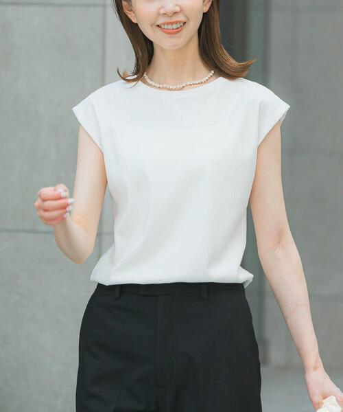 URBAN RESEARCH ROSSO WOMEN(アーバンリサーチ ロッソ)の「汗染防止フレンチリブTシャツ(Tシャツ/カットソー・レディース・オフホワイト/チャコールグレー/ブルー系その他/ベージュ系その他・FREE)」の6枚目の写真