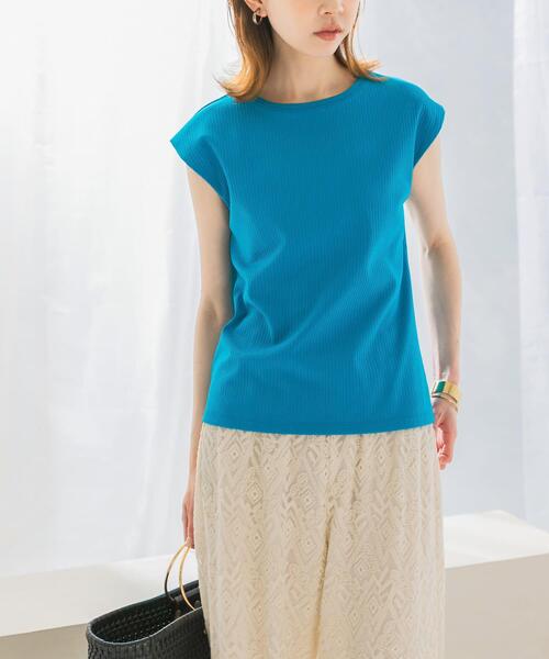 URBAN RESEARCH ROSSO WOMEN（アーバンリサーチ　ロッソ）の「汗染防止フレンチリブTシャツ（Tシャツ/カットソー・レディース・オフホワイト/チャコールグレー/ブルー系その他/ベージュ系その他・FREE）」の15枚目の写真