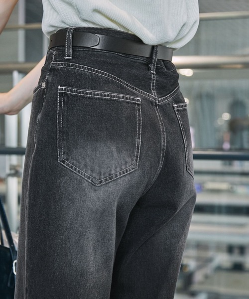 セール】ヴィンテージオーバーダイ加工ワイドフレアデニムパンツ