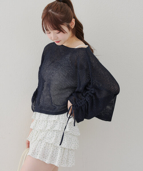 Another Branch olive des olive（アナザーブランチオリーブデオリーブ）の「メッシュドロストプルオーバー（ニット/セーター・レディース・ネイビー/ピンク/アイボリー/ミント/その他12/ブルー/ブラック系その他/グレイッシュベージュ・FREE）」の6枚目の写真