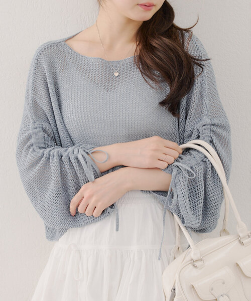 Another Branch olive des olive（アナザーブランチオリーブデオリーブ）の「メッシュドロストプルオーバー（ニット/セーター・レディース・ネイビー/ピンク/アイボリー/ミント/その他12/ブルー/ブラック系その他/グレイッシュベージュ・FREE）」の7枚目の写真