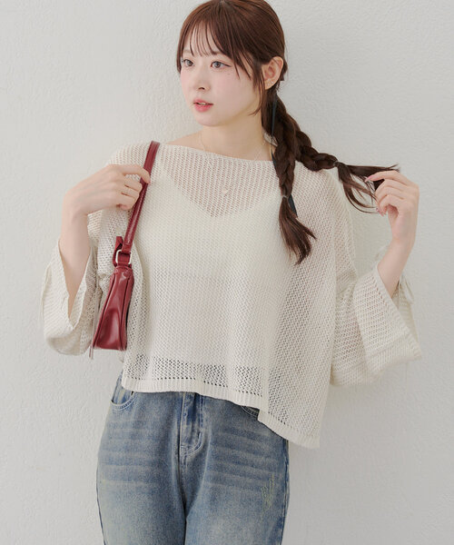 Another Branch olive des olive（アナザーブランチオリーブデオリーブ）の「メッシュドロストプルオーバー（ニット/セーター・レディース・ネイビー/ピンク/アイボリー/ミント/その他12/ブルー/ブラック系その他/グレイッシュベージュ・FREE）」の21枚目の写真