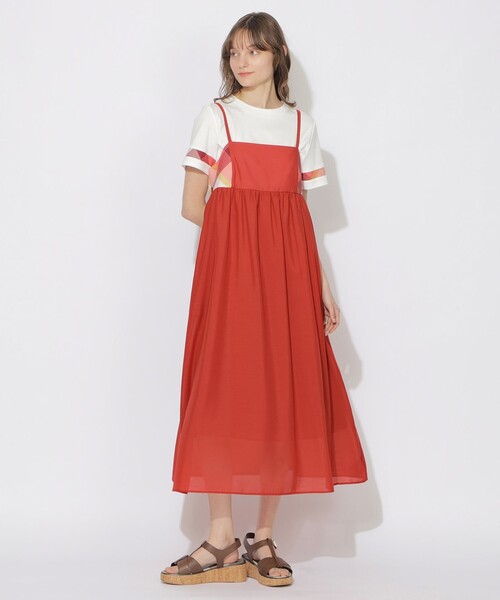 BLUE LABEL CRESTBRIDGE(ブルーレーベルクレストブリッジ)の「【WEB限定】スパンボイルキャミソールドレス(ワンピース・レディース・ベージュ/ダークネイビー/レッド系その他3・38/36)」の1枚目の写真
