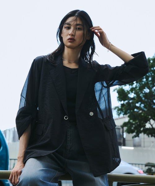 UNITEDTOKYO オーガンジージャケット ラウンドパーツオーガンジージャケット｜ウォッシャブル/防シワ
