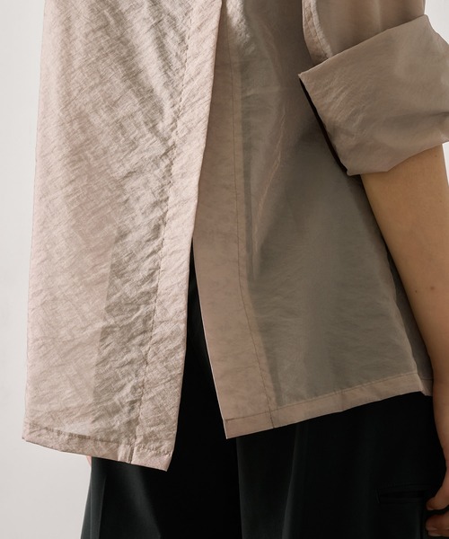 UNITED TOKYO（ユナイテッドトウキョウ）の「【一枚持ってたら安心】ラウンドパーツオーガンジージャケット｜ウォッシャブル/オケージョン/シアーシャツ/オフィスカジュアル/冷房対策/サマージャケット/春服（テーラードジャケット・レディース・ブラック/ベージュ・FREE）」の22枚目の写真