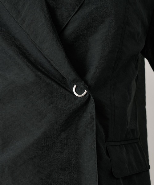 UNITED TOKYO(ユナイテッドトウキョウ)の「ラウンドパーツオーガンジージャケット|ウォッシャブル/防シワ/シアーシャツ/オフィスカジュアル/冷房対策/サマージャケット/春服(テーラードジャケット・レディース・ブラック/ベージュ・FREE)」の14枚目の写真