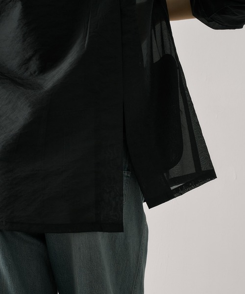 UNITED TOKYO(ユナイテッドトウキョウ)の「ラウンドパーツオーガンジージャケット|ウォッシャブル/防シワ/シアーシャツ/オフィスカジュアル/冷房対策/サマージャケット/春服(テーラードジャケット・レディース・ブラック/ベージュ・FREE)」の17枚目の写真