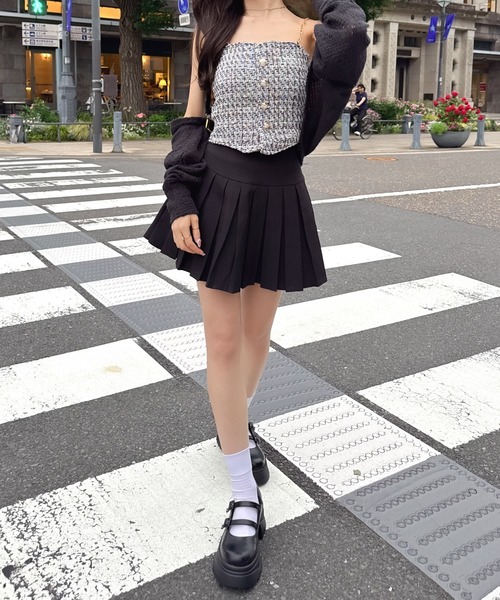 Mejoul（メジュール）の「チェーンショルダーツイードキャミソール（キャミソール・レディース・ベージュ/ピンク/ブラック/ブルー/ホワイト・F）」の20枚目の写真