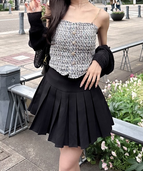 Mejoul（メジュール）の「チェーンショルダーツイードキャミソール（キャミソール・レディース・ベージュ/ピンク/ブラック/ブルー/ホワイト・F）」の21枚目の写真