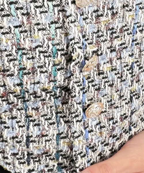 Mejoul（メジュール）の「チェーンショルダーツイードキャミソール（キャミソール・レディース・ベージュ/ピンク/ブラック/ブルー/ホワイト・F）」の17枚目の写真