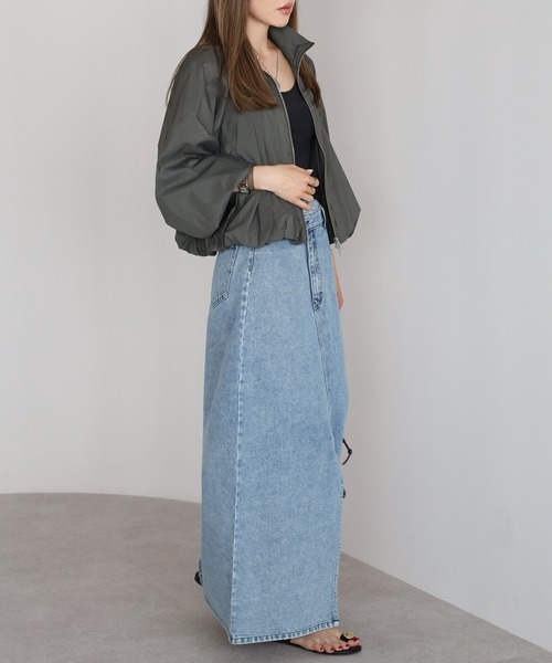 Bonjour Sagan（ボンジュールサガン）の「【撥水・UVカット】ショート丈シアーボリュームブルゾン（ブルゾン・レディース・アイボリー/チャコールグレー・FREE）」の22枚目の写真