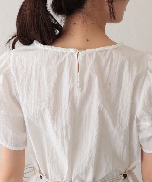 Lace Ladies(レースレディース)の「編みベルト付き 半袖 パフスリーブ シアー ブラウス(Tシャツ/カットソー・レディース・イエロー/ミント/アイボリー・FREE)」の21枚目の写真