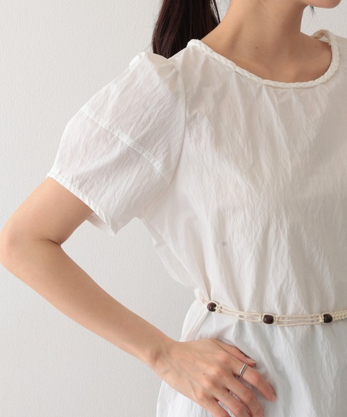 Lace Ladies(レースレディース)の「編みベルト付き 半袖 パフスリーブ シアー ブラウス(Tシャツ/カットソー・レディース・イエロー/ミント/アイボリー・FREE)」の22枚目の写真