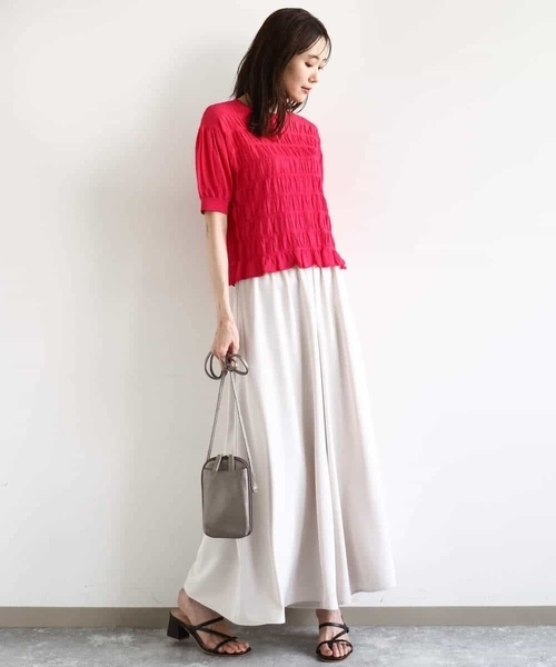 MK MICHEL KLEIN（エムケーミッシェルクラン）の「シャーリングボーダー五分袖ニット/洗える（ニット/セーター・レディース・ブルー/ブラック/ピンク/ホワイト・38）」の15枚目の写真