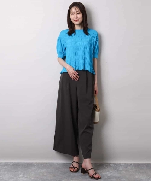 MK MICHEL KLEIN（エムケーミッシェルクラン）の「シャーリングボーダー五分袖ニット/洗える（ニット/セーター・レディース・ブルー/ブラック/ピンク/ホワイト・38）」の21枚目の写真