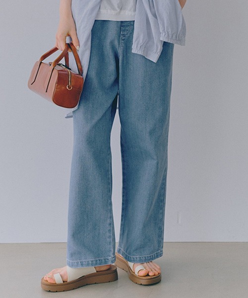 セール】【接触冷感】ひんやりイージーストレートデニム《CLIP denim