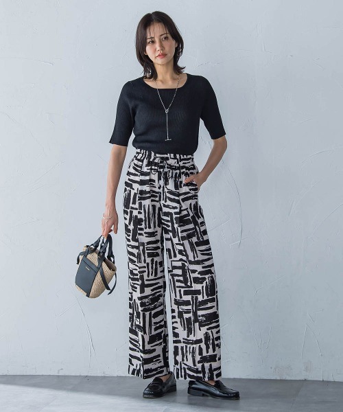 LAUTREAMONT（ロートレアモン）の「ペーパーヤーンリブニット≪手洗い可能≫（ニット/セーター・レディース・ブラック/ベージュ・9号）」の19枚目の写真