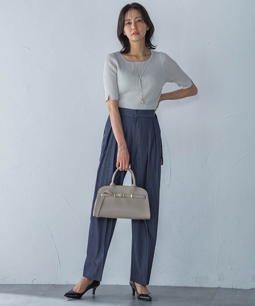 LAUTREAMONT（ロートレアモン）の「ペーパーヤーンリブニット≪手洗い可能≫（ニット/セーター・レディース・ブラック/ベージュ・9号）」の17枚目の写真