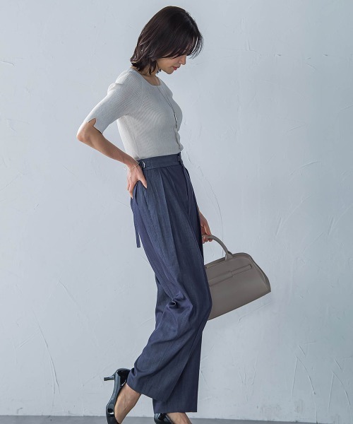 LAUTREAMONT（ロートレアモン）の「ペーパーヤーンリブニット≪手洗い可能≫（ニット/セーター・レディース・ブラック/ベージュ・9号）」の3枚目の写真