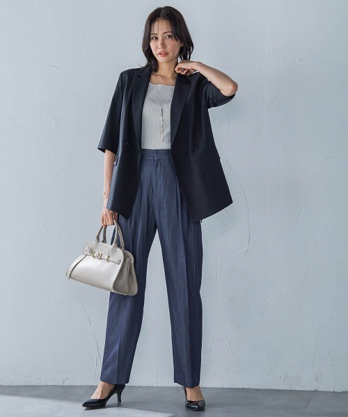 LAUTREAMONT（ロートレアモン）の「ペーパーヤーンリブニット≪手洗い可能≫（ニット/セーター・レディース・ブラック/ベージュ・9号）」の5枚目の写真