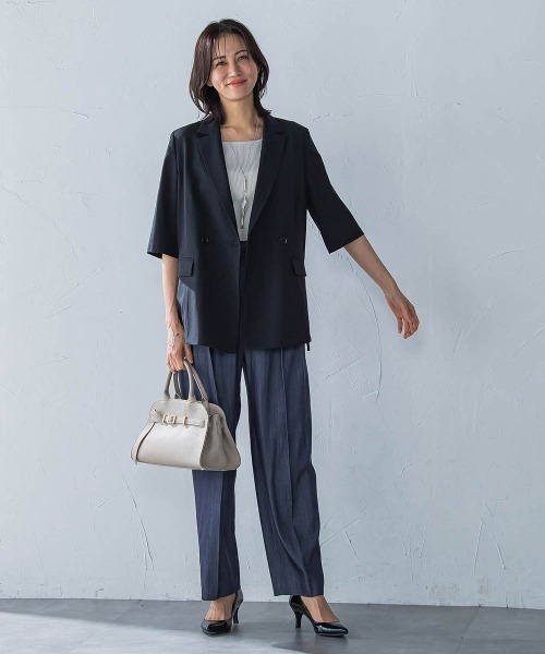 LAUTREAMONT（ロートレアモン）の「ペーパーヤーンリブニット≪手洗い可能≫（ニット/セーター・レディース・ブラック/ベージュ・9号）」の7枚目の写真