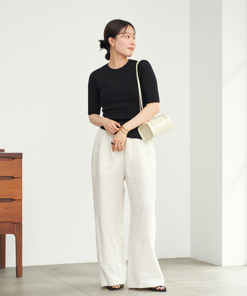 【18日までの掲載】SHEER RIB POLO ニット　グレー　plage plage（プラージュ）の「《追加》SHEER RIB POLO ニット（ニット