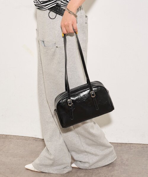 WHO'S WHO gallery(フーズフーギャラリー)の「ミニショルダーボストンバッグ(ショルダーバッグ・レディース・ブラック/オフホワイト/グリーン・FREE)」の5枚目の写真