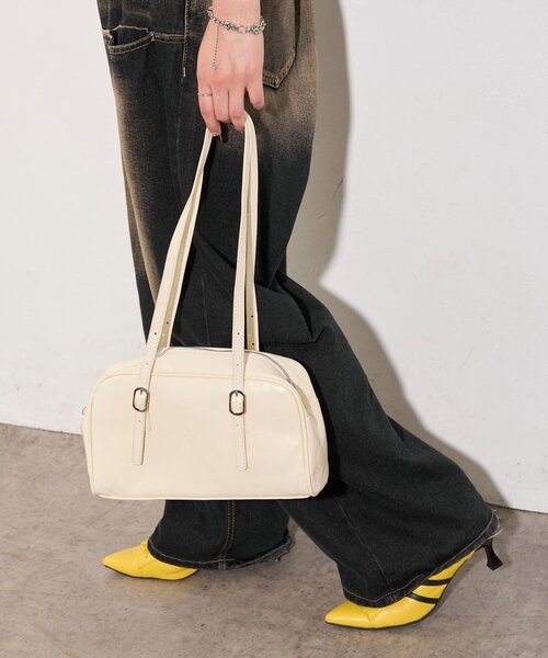 WHO'S WHO gallery(フーズフーギャラリー)の「ミニショルダーボストンバッグ(ショルダーバッグ・レディース・ブラック/オフホワイト/グリーン・FREE)」の6枚目の写真