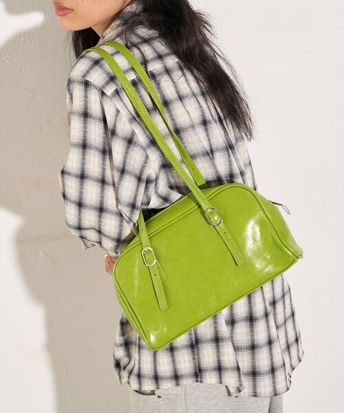 WHO'S WHO gallery(フーズフーギャラリー)の「ミニショルダーボストンバッグ(ショルダーバッグ・レディース・ブラック/オフホワイト/グリーン・FREE)」の9枚目の写真