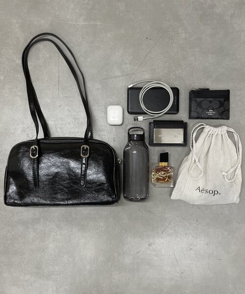 WHO'S WHO gallery(フーズフーギャラリー)の「ミニショルダーボストンバッグ(ショルダーバッグ・レディース・ブラック/オフホワイト/グリーン・FREE)」の14枚目の写真