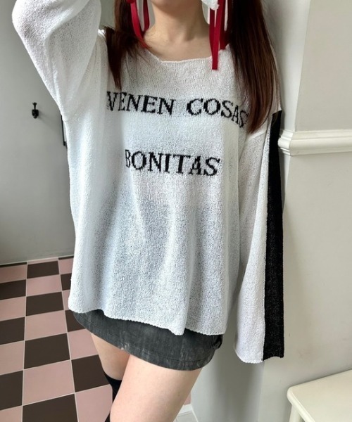 ipugo(イプゴ)の「ipugo/イプゴ ロゴサマー長袖ニット 秋物 秋服 2026年秋冬(Tシャツ/カットソー・レディース・ピンク・FREE)」の7枚目の写真