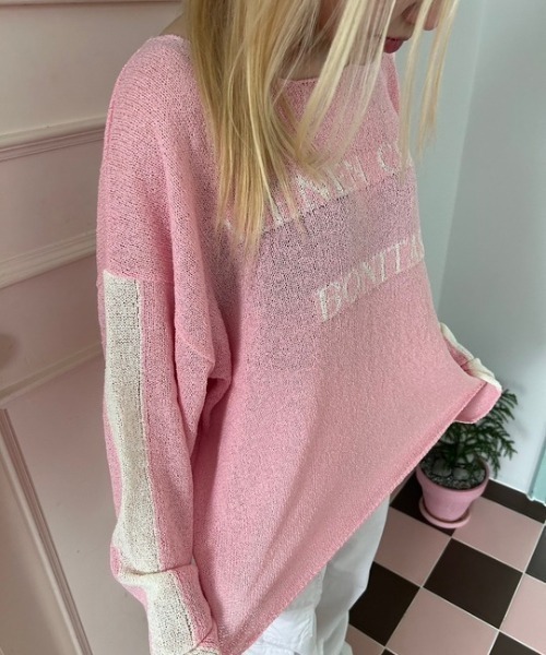 ipugo(イプゴ)の「ipugo/イプゴ ロゴサマー長袖ニット 秋物 秋服 2026年秋冬(Tシャツ/カットソー・レディース・ピンク・FREE)」の16枚目の写真