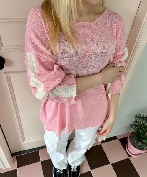 ipugo(イプゴ)の「ipugo/イプゴ ロゴサマー長袖ニット 秋物 秋服 2026年秋冬(Tシャツ/カットソー・レディース・ピンク・FREE)」の19枚目の写真