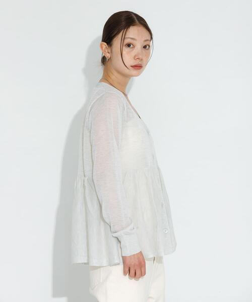 URBAN RESEARCH Sonny Label（アーバンリサーチサニーレーベル）の「シアーペプラムニットカーディガン（カーディガン/ボレロ・レディース・ライトグレー/ブラック/イエロー系その他・FREE）」の4枚目の写真